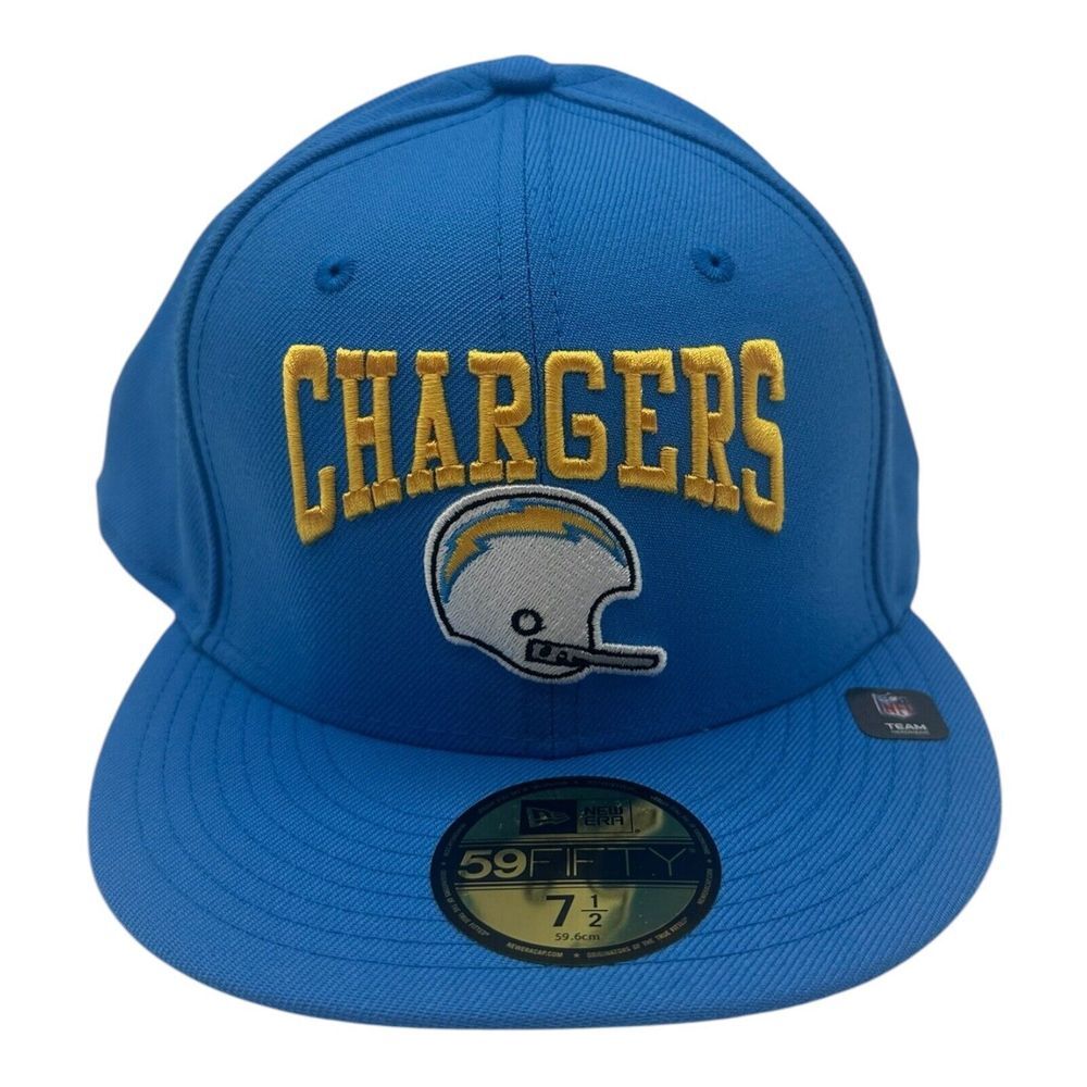 New Era 59Fifty Los Angeles‎ Chargers Hat Cap 7 1/2 Blue Throwback Helmet NFL